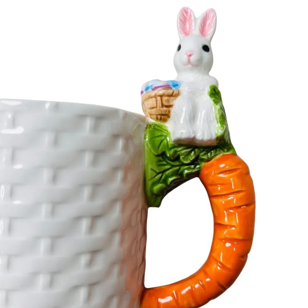 Easter Bunny Basket Weave Rabbit Mug Holiday Drinkware Multicolor Kitchen Coffee